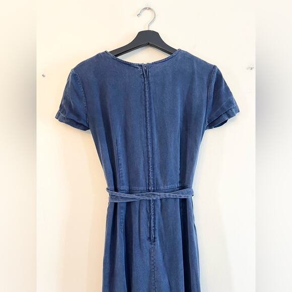 Shaina Mote Miro wrap jumpsuit navy blue 100% lyocell tie waist wide leg minimal - Picture 6 of 12